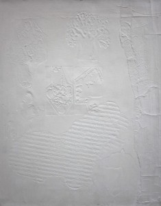 Ezio Gribaudo, Lumierè Blanche, Rilievo su carta buvard intelaiato, 47x60, 1966-2014